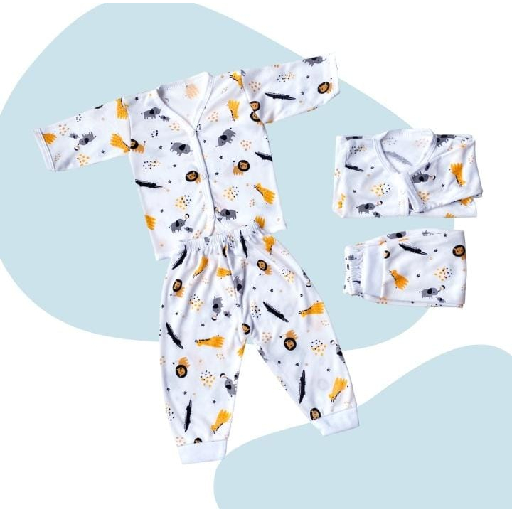 Setelan Baju Bayi Kancing Doubleknit Fullprint