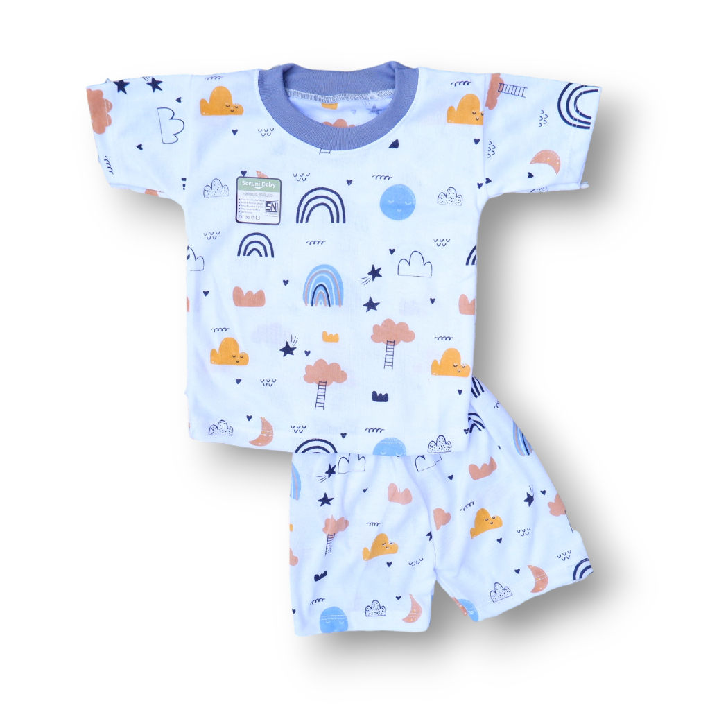Isi 3 Set Setelan Baju Bayi Seruni Baby SNI Mix Motif 0-12 Bulan