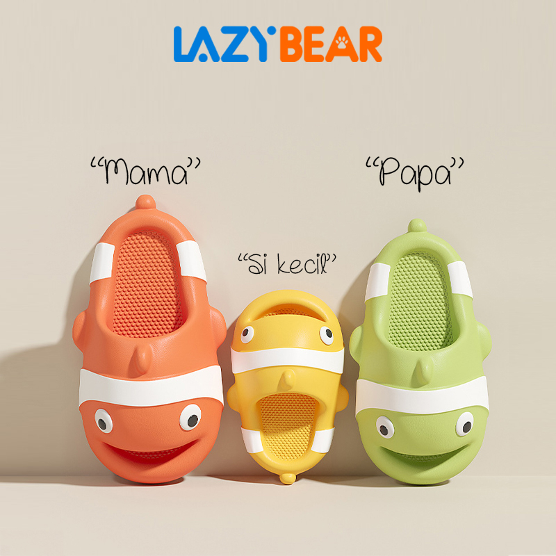 Lazy Bear Sandal Lucu Import / Sendal Jelly Anak / H32 Sandal Karakter Ikan / Terbaru Sendal Fish Cewek Slop Korean Style Import Anti Slip