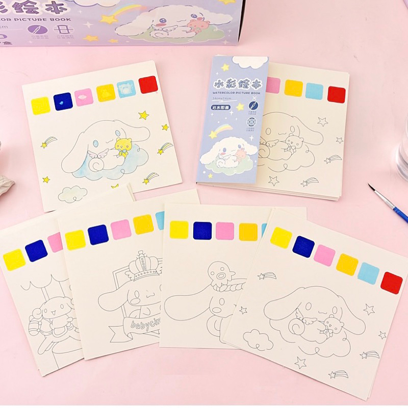 

mg cute water color painting buku gambar cat air anak tema imut