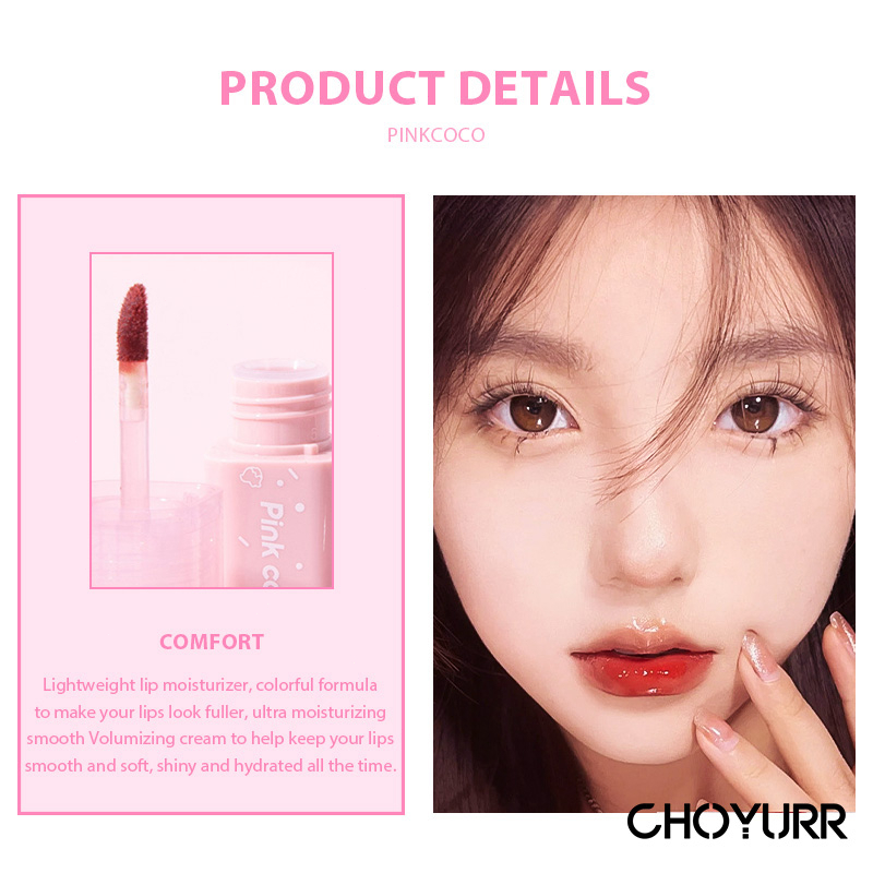 【COD】Pink Coco Lip Tint Lipcream Toot Soft Glossy Mirror Lipstik Ringan Tahan Lama-CH