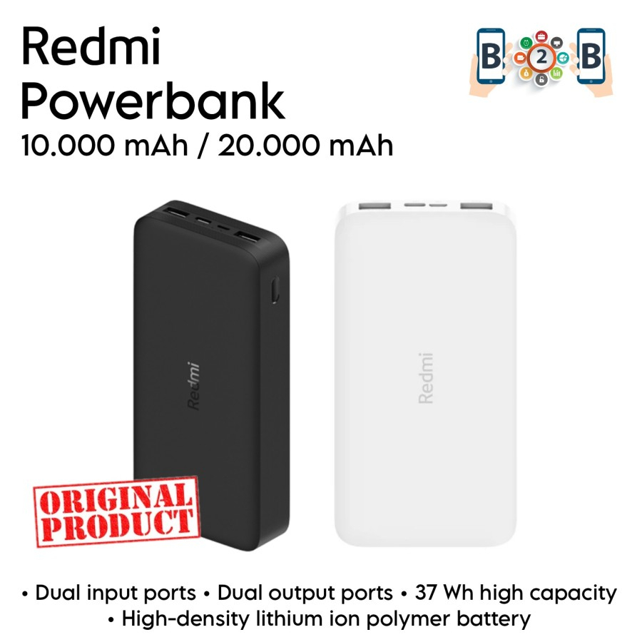 Redmi Powerbank 10000 mAh /  Redmi Power Bank 20000 mAh 10W Fast Charging Dual Port