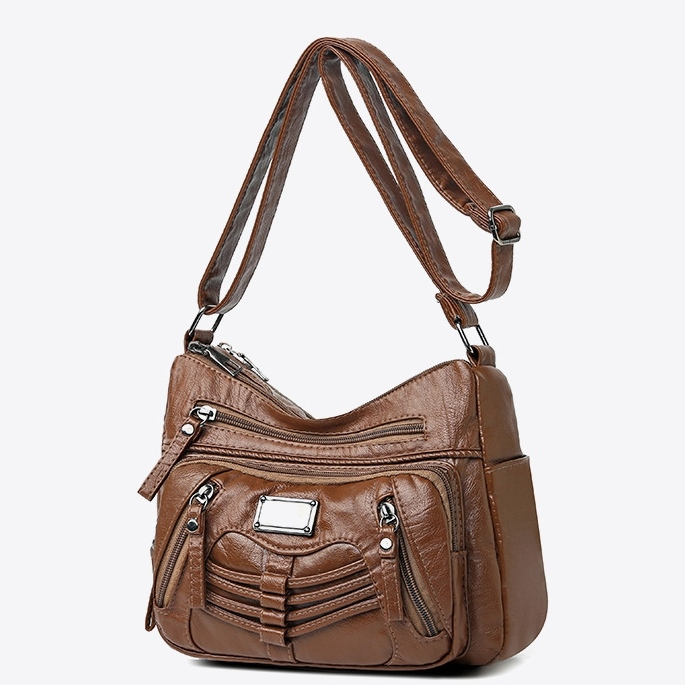 TAS SELEMPANG WANITA BRANDED IMPORT KULIT PREMIUM FASHION KOREA SLING BAG SHOULDER COKLAT BAHU BATAM KEKINIAN CEWEK CROWLEY TA803B7 REMAJA TERBARU MURAH