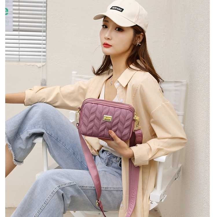 TAS SELEMPANG WANITA IMPORT KOREA REMAJA 3 RESLETING SLING BAG NILON PINK SHOULDER BAHU CEWEK MURAH KEKINIAN SIMPLE FASHION BRANDED BATAM PREMIUM ADENASA TA790P3