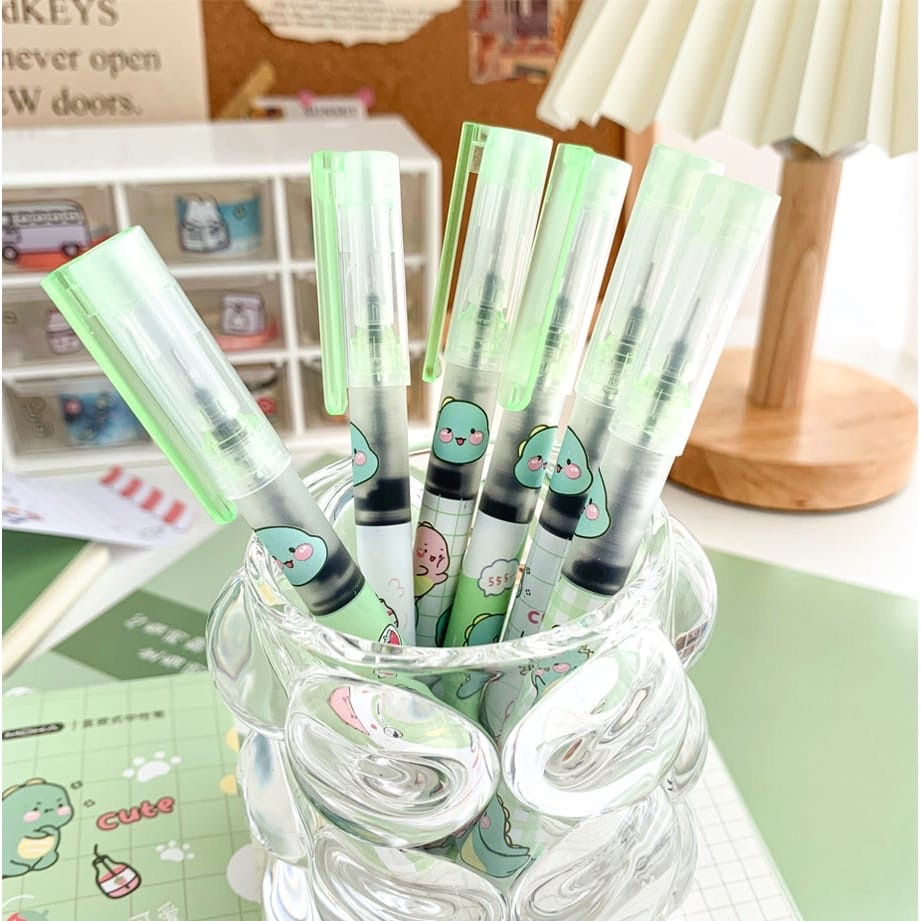 Pulpen Gel 0.5mm Tinta warna Hitam Gambar Motif lucu cute box isi 6Pcs