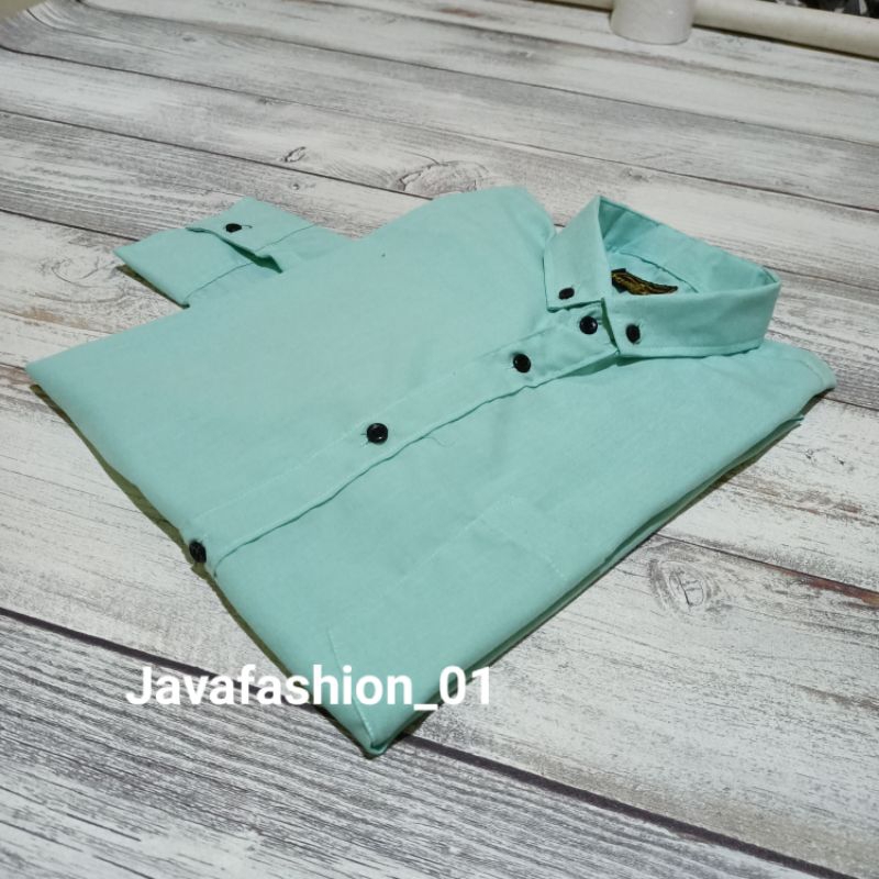 Kemeja pria lengan panjang warna hijau toska tosca mint soft green