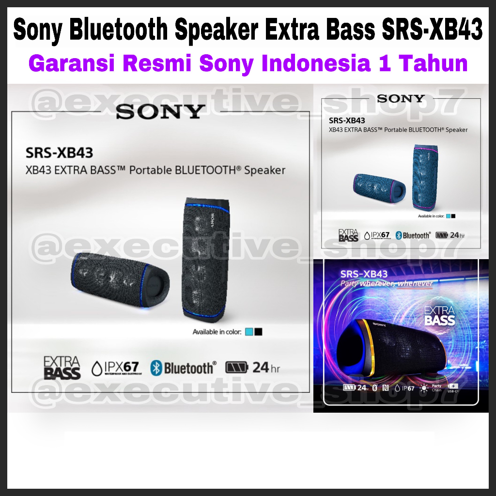 Sony Bluetooth Speaker Extra Bass SRS-XB43 - Garansi Resmi Sony Indonesia 1 Tahun