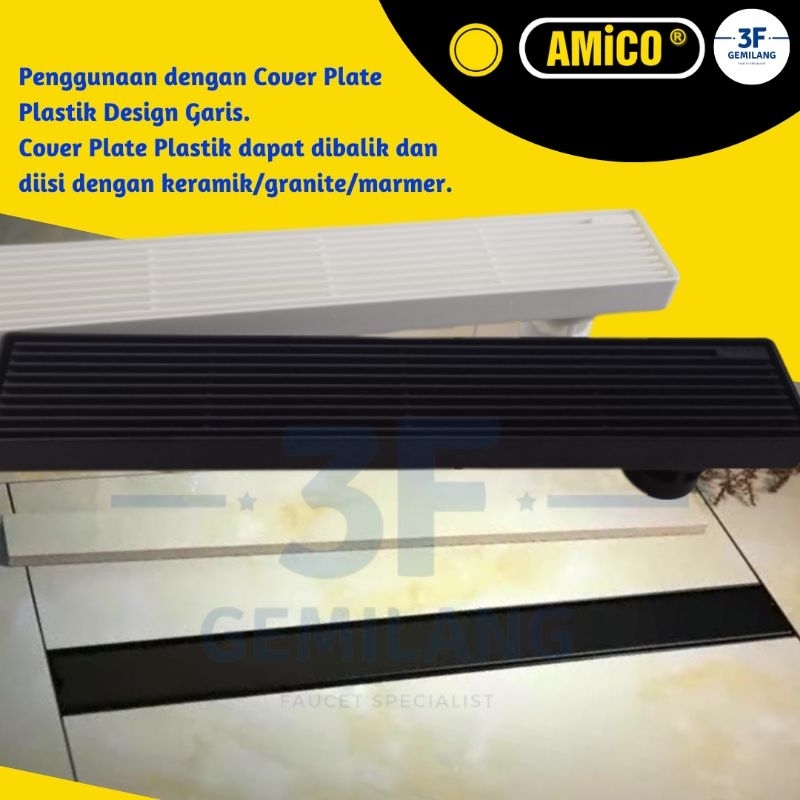 AMICO - Floor Drain Strainer - Saringan Got Afur Avur Minimalis Panjang 40cm - Sargot -  ABS High Quality Materials