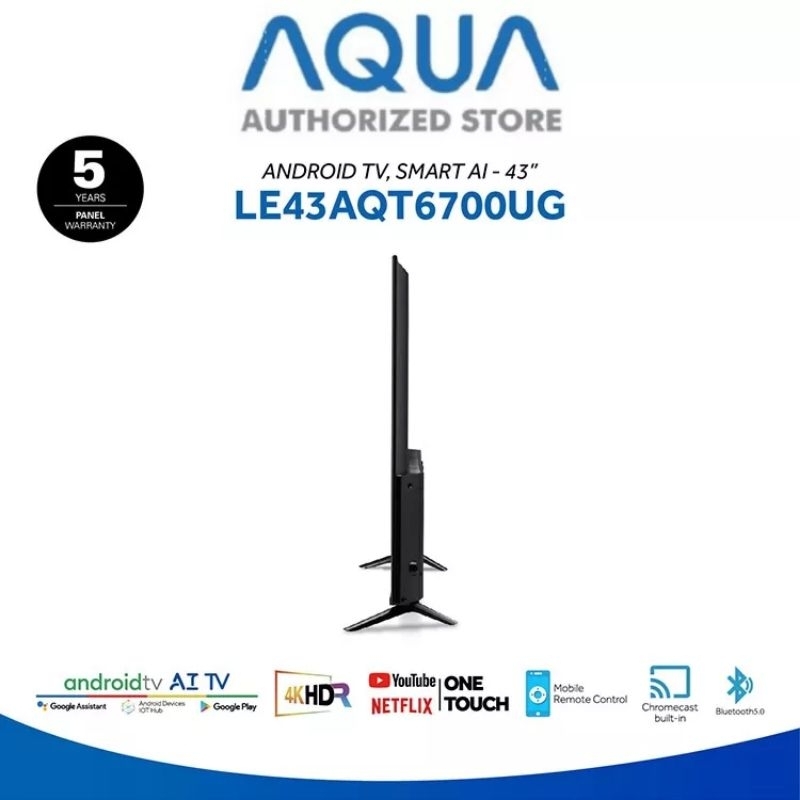 AQUA LED TV ANDROID 43INC AQUA JAPAN ANDROID SMART TV 43AQT6700 DIGITAL TV 4K HDR UHD CHROMECAST BUILT-IN