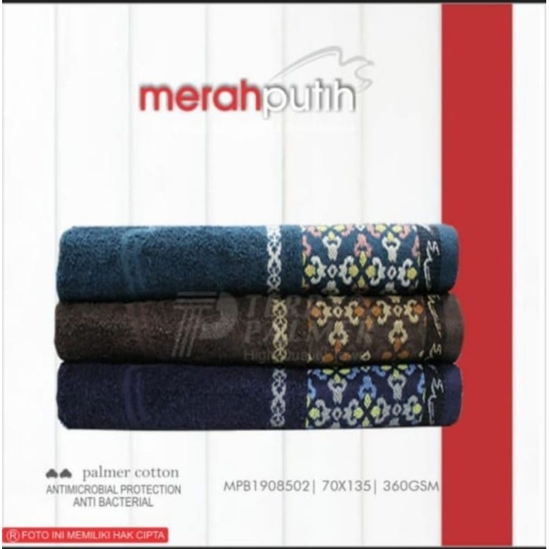 Handuk merah putih motif Nusantara 70 x 140