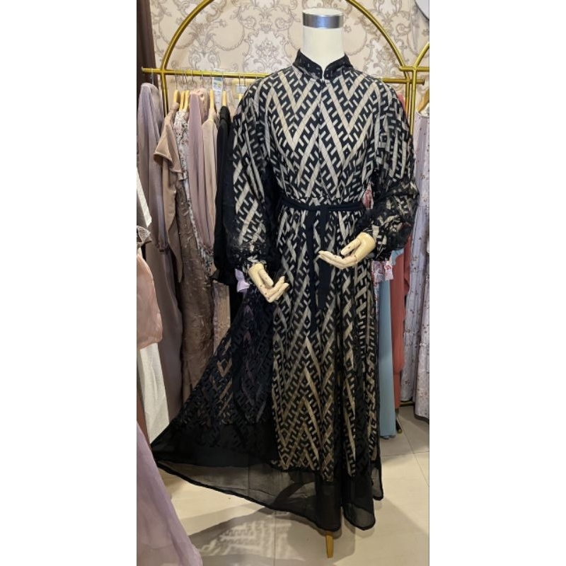 gamis brokat abstrack / gamis brokat remaja / gamis pesta / gamis lebaran