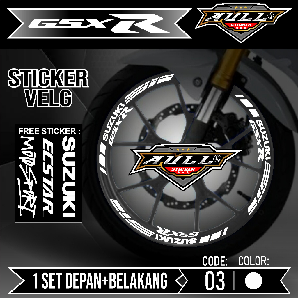Stiker Cutting Velg GSX R - Aksesoris Stiker Cutting Sticker List Velg Motor SUZUKI GSX R 150 Lis Pe