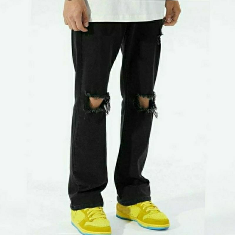 CELANA SOBEK PRIA RIPPED JEANS ROBEK KOYAK STANDAR REGULER BASIC PREMIUM 28-38