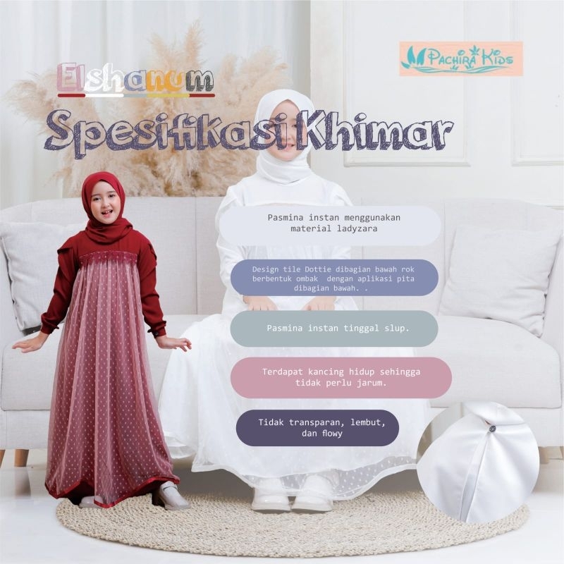 Gamis Elshanum by Pachira Kids / Gamis El shanum size kids dan junior