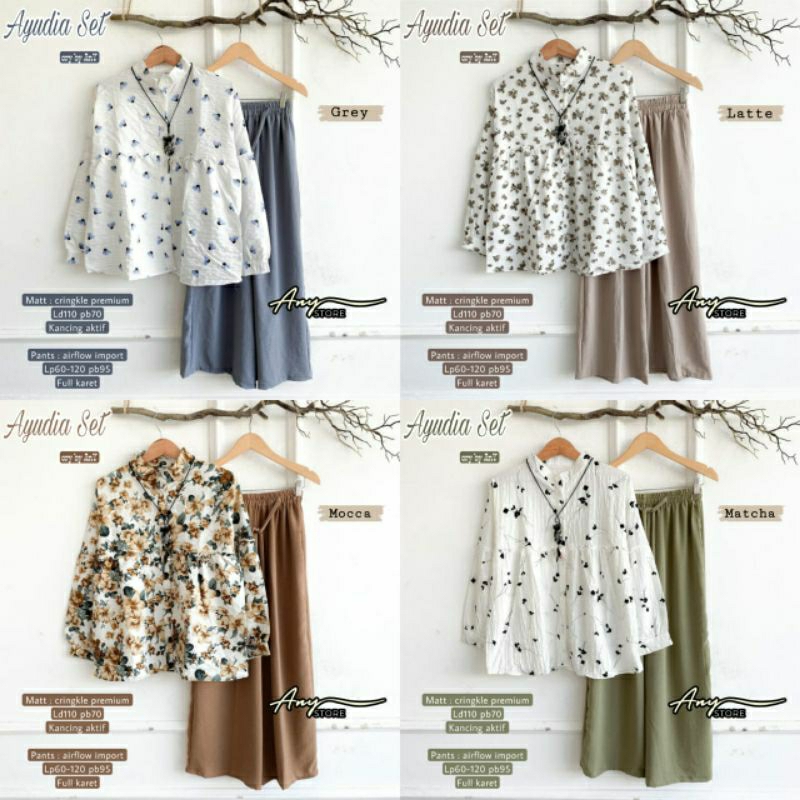 SET SETELAN BLOUSE KULOT BAJU BUSANA WANITA CRINKLE AIRFLOW GITHA HANUM ORI BY ANY PREMIUM ORIGINAL 