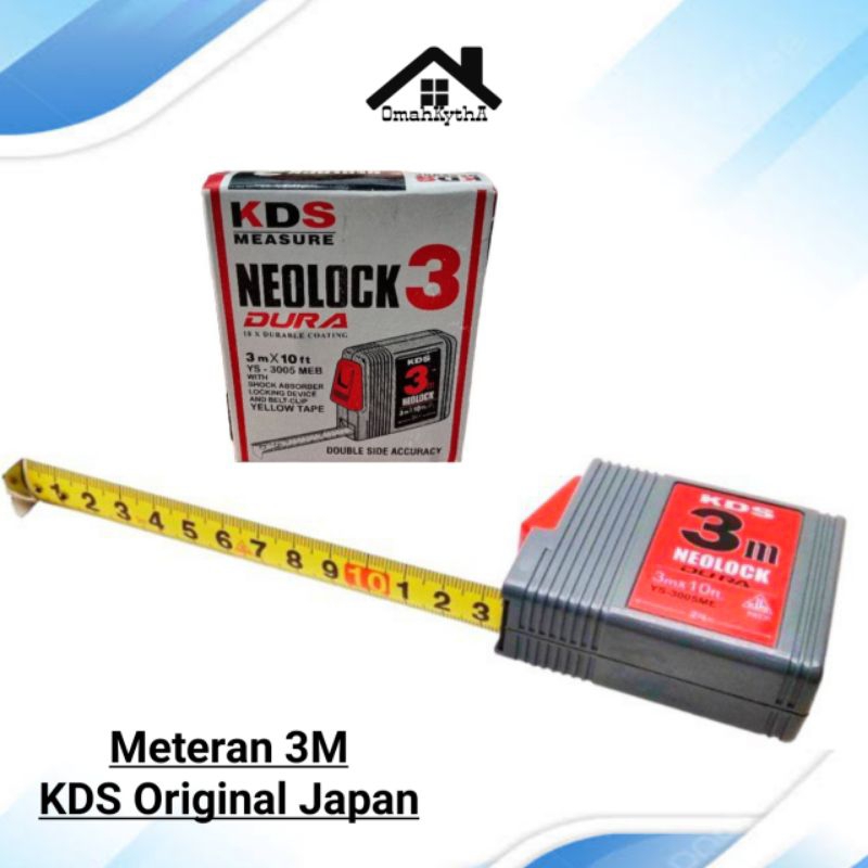 Meteran KDS 3 Meter - Neolock Original Japan / Meteran Tukang 3M