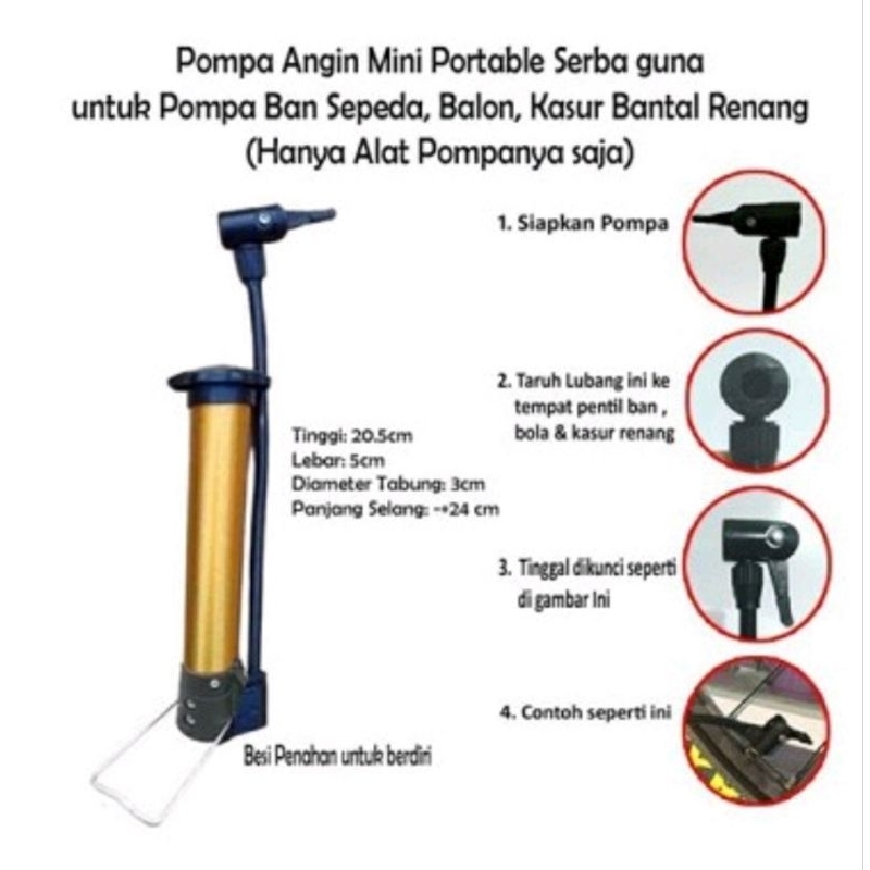 Praktis Pompa Angin Ban Sepeda Portable Mini Serbaguna