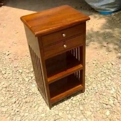 Meja Kecil Meja Dispenser dua laci kayu jati