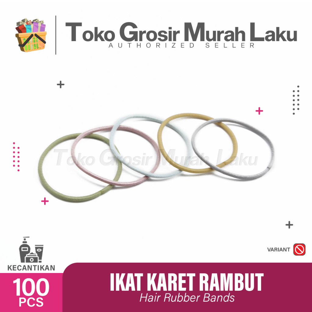 IKAT KARET RAMBUT ELASTIS WARNA MIX POLOS GAYA KOREA 100PCS FREE POUCH