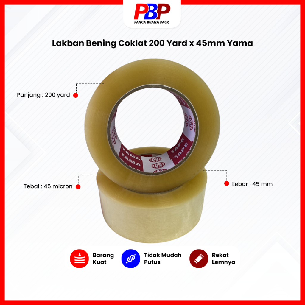 

Lakban Bening Coklat 200 Yard x 45mm Yama Kualitas Daimaru Tidak Mudah Putus Perekat Daya Lengket Kuat Serbaguna Multifungsi