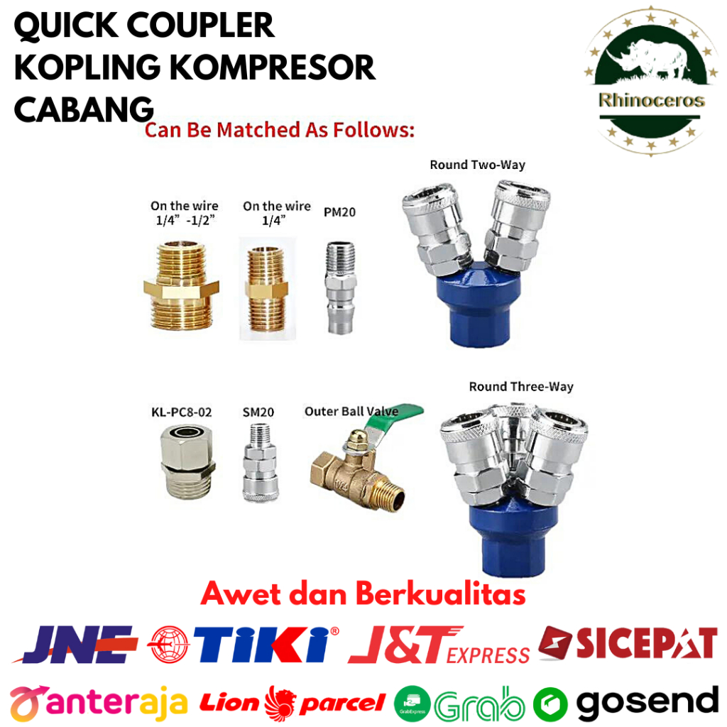 Quick Coupling Cabang Coupler Kopler Sambungan Kompresor 2 Way 3 Way