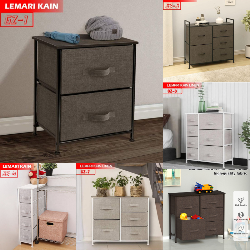 COD lemari kain linen rak tempat tv ruang tamu serbaguna lemari meja bongkar pasang kokoh 5 laci Sutera99