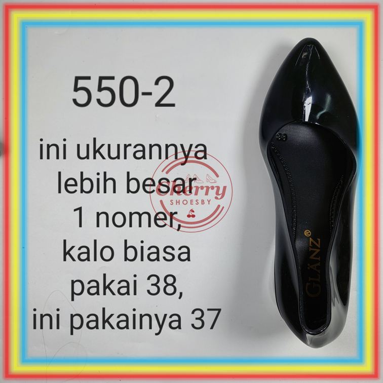 L550-2 Sepatu Wedges Wanita Jelly Kilap Glossy Glanz Sepatu Kerja Cewek Lentur Elegant Glanzton
