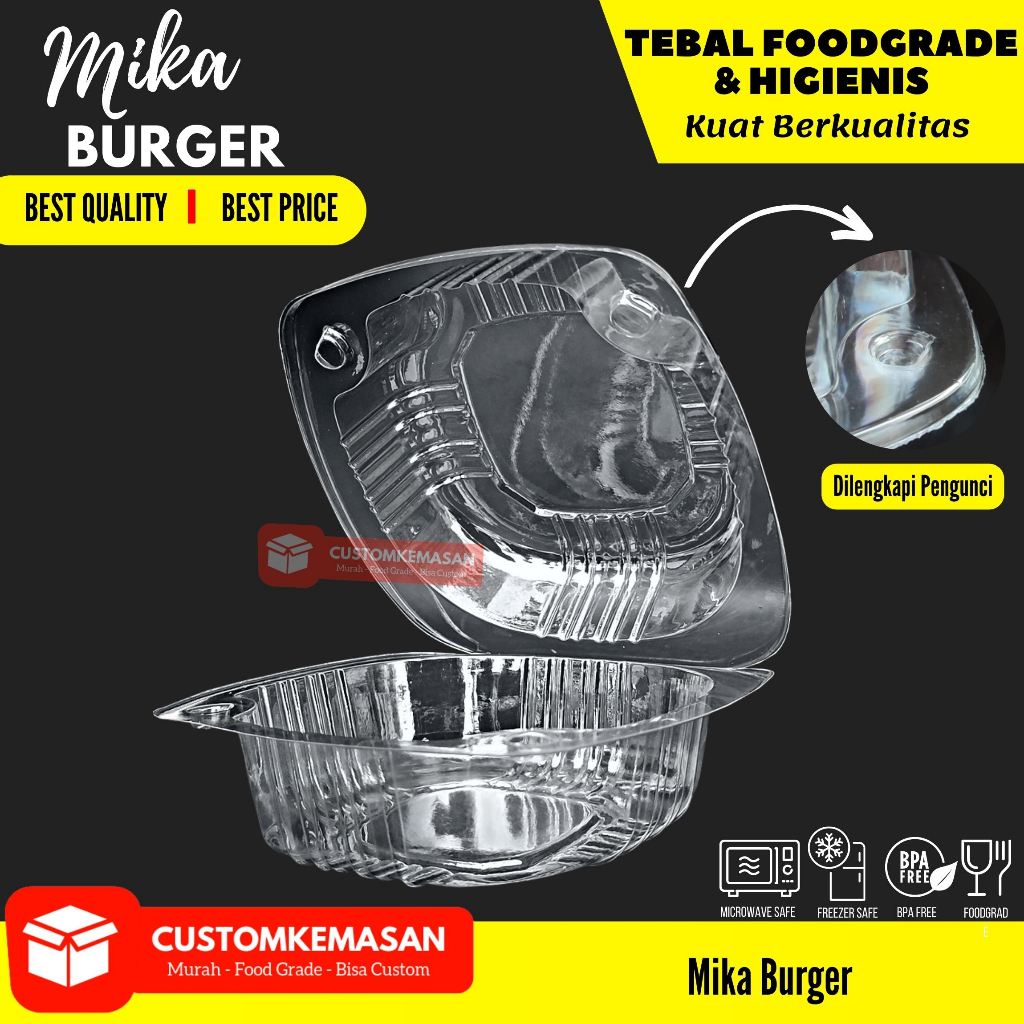 Mika Burger / Kotak Burger / Tray Mika / Mika Hamburger / Mika Kue / Mika Roti