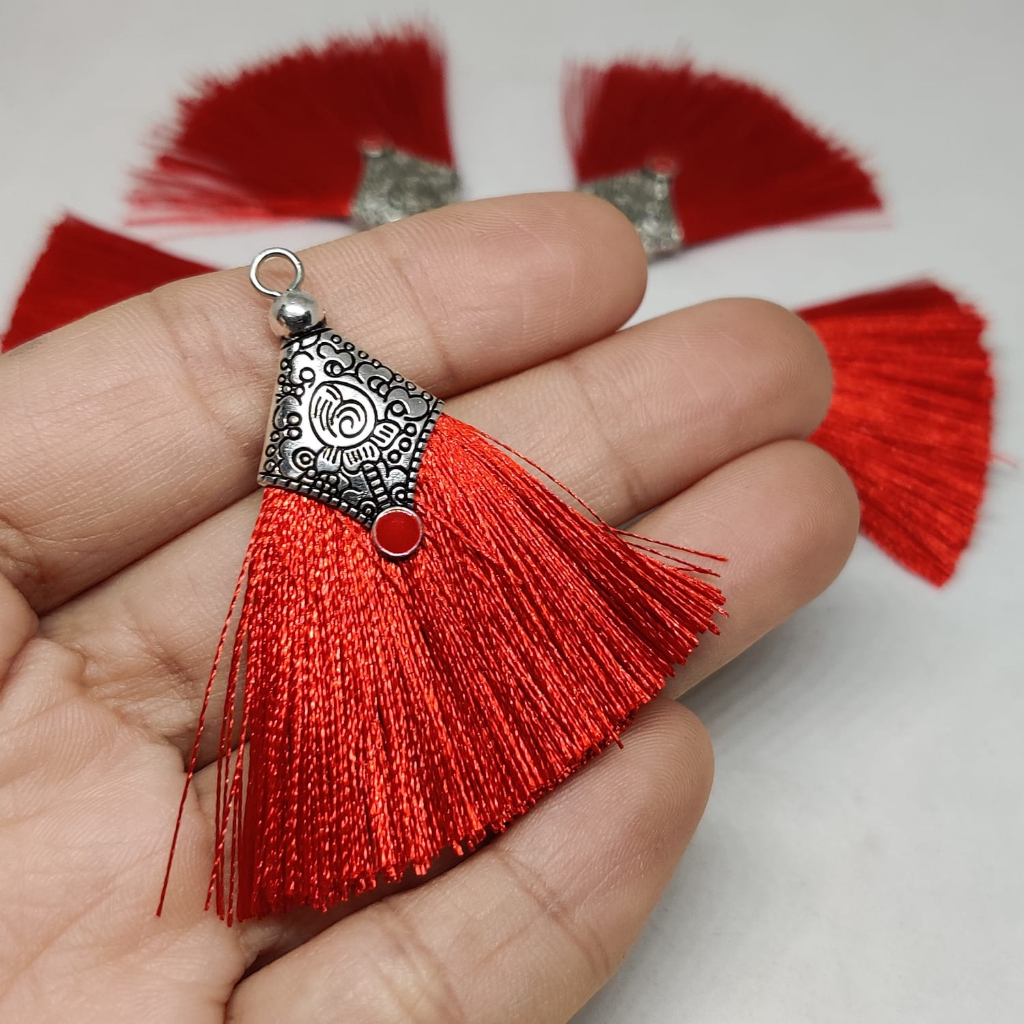 [2 PCS] Tasel Rumbai Bentuk SEGITIGA Tassel Bahan Craft Hampers