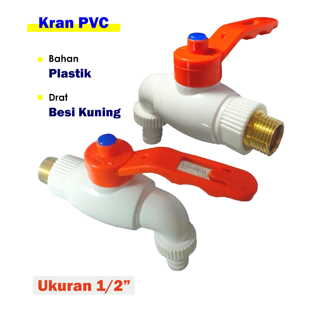 Keran/Kran PVC Jumbo Turkey Drat Kuningan 1/2 - Kran Tembok PVC Jumbo Keran Air Taman 1/2