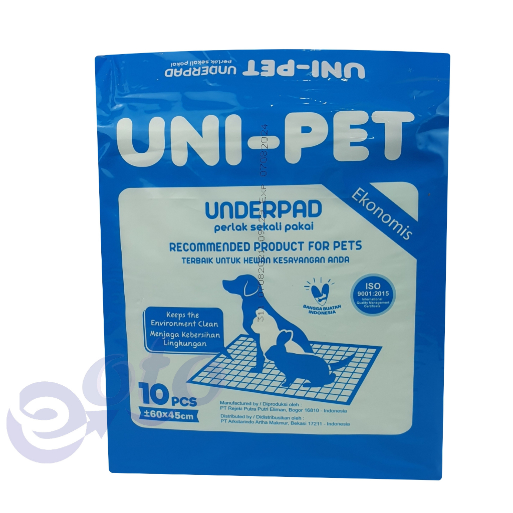 UNI-PET Underpad Alas Kandang Perlak Hewan Anjing Kucing Kelinci size 60x45cm isi 10 pcs x 12 (120pcs)