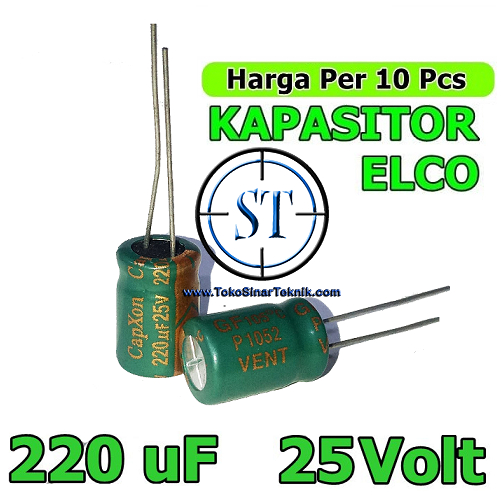 10pcs Elco Elko Kapasitor Capacitor  220/25V 220/25V 220/25V 220/25V 220/25V 220uf 220 Mikro 25v ORIGINAL  Hiqh Quality Renceng isi 10 Buah