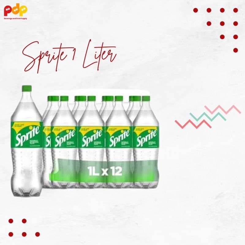 

Sprite kemasan botol isi 1 liter/ Isi 12 botol per krat