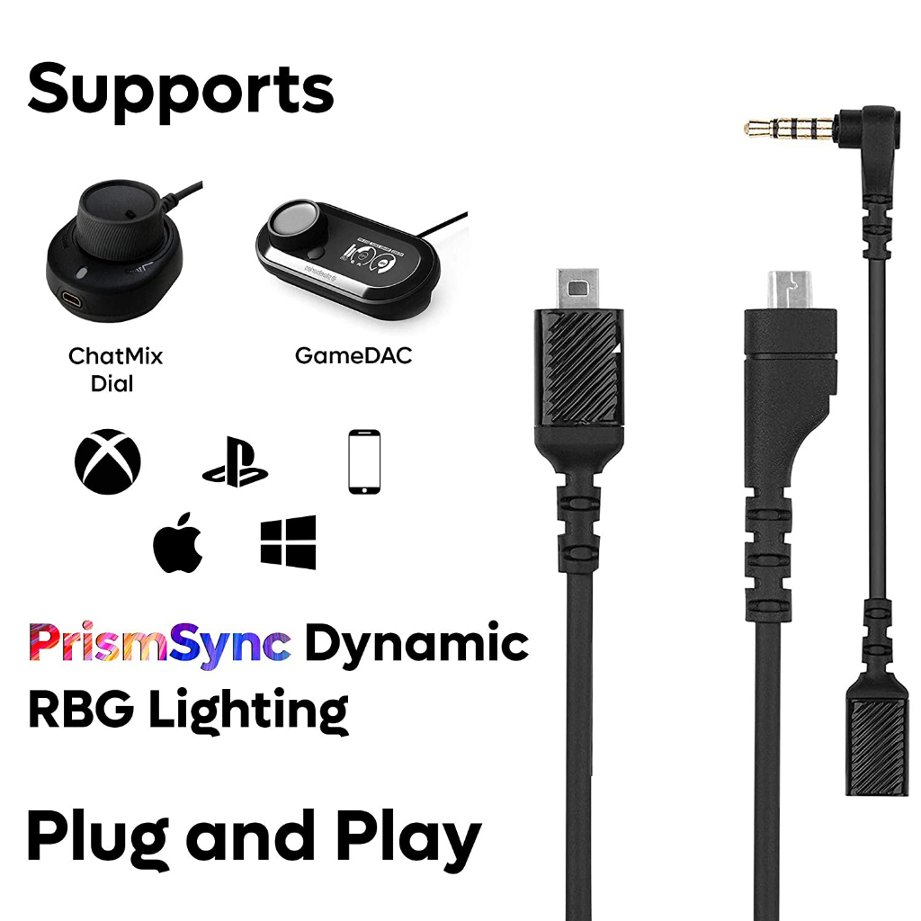 Sound Card Aux Cable For Gaming Headphone SteelSeries Arctis 3 5 7 8P