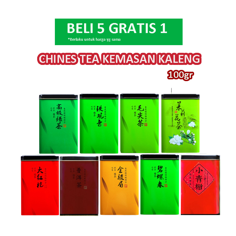 BELI 5 GRATIS 1 CHINES TEA KEMASAN KALENG 100GR