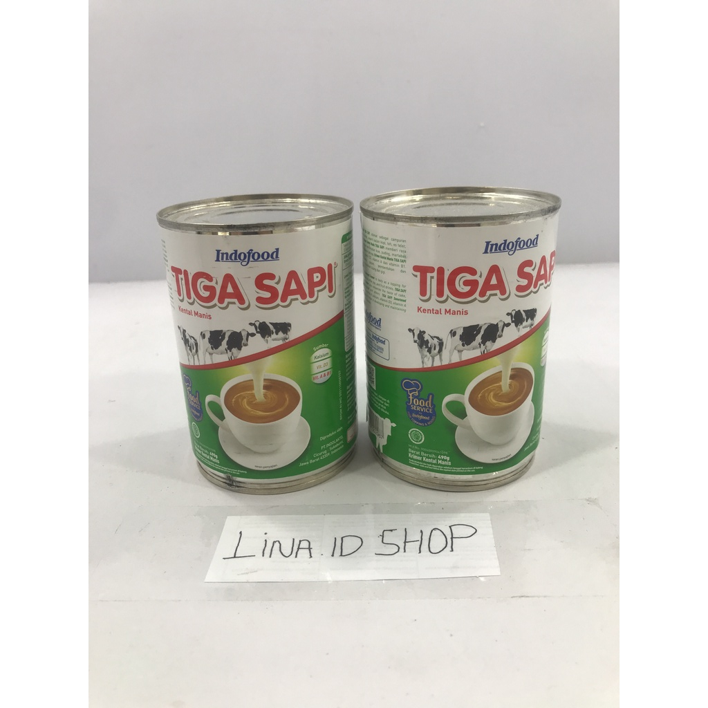 

2 pcs - Susu Putih Kental Manis Tiga Sapi Kaleng 490gr / Krimer Kental Manis Indofood