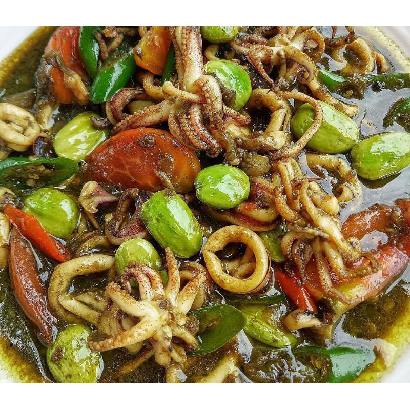 

Oseng Cumi Petai Cabe Ijo/ 500ml / Cumi Basah Segar