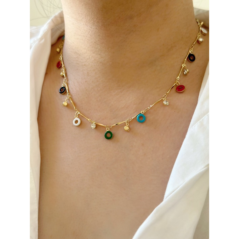 Ark.co - Ramona necklace &amp; anklets (basic &amp; daisy &amp; donut) kalung gelang kaki colorful bunga beads lingkaran