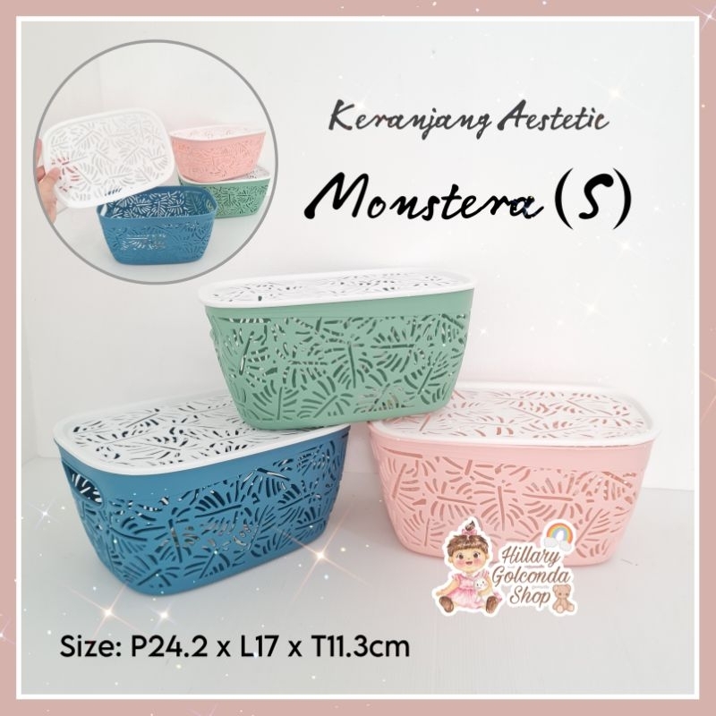 Keranjang Aestetic serbaguna MONSTERA SMALL (1SET ISI 3PC)