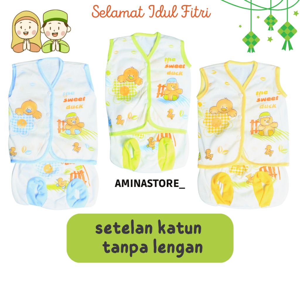 PROMO baju bayi setelan baju bayi tanpa lengan KATUN Newborn pakaian bayi 0 6 bulan perlengkapan bayi baru melahirkan toko perlengkapan bayi murah toko perlengkapan bayi