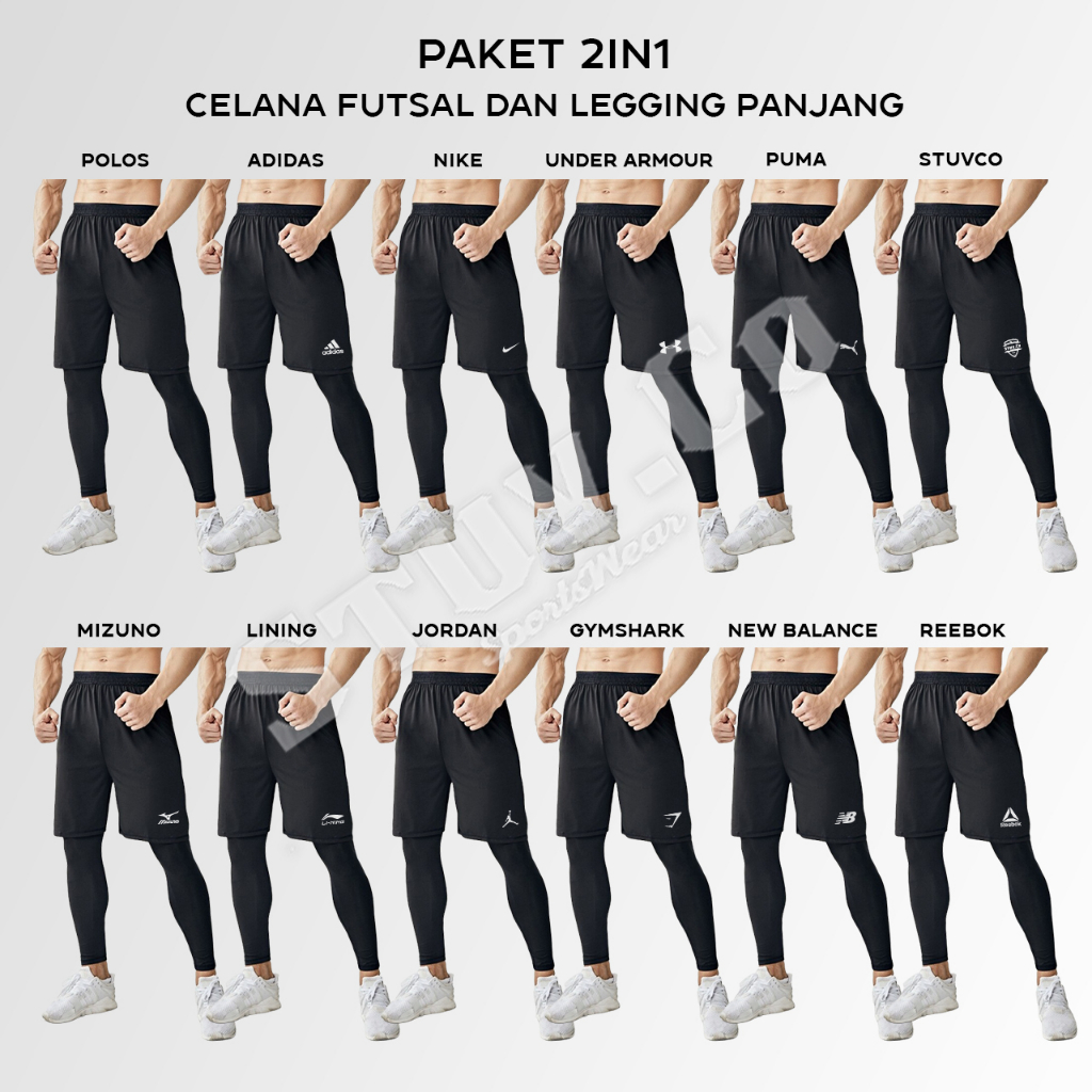 PAKET 2IN1 OLAHRAGA LEGGING PANJANG DAN CELANA FUTSAL PRIA WANITA