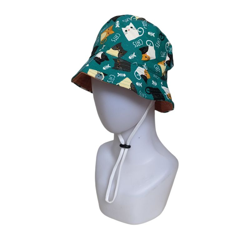 Topi bucket anak tali / Topi anak cowok cewek topi korea topi kanvas motif lucu