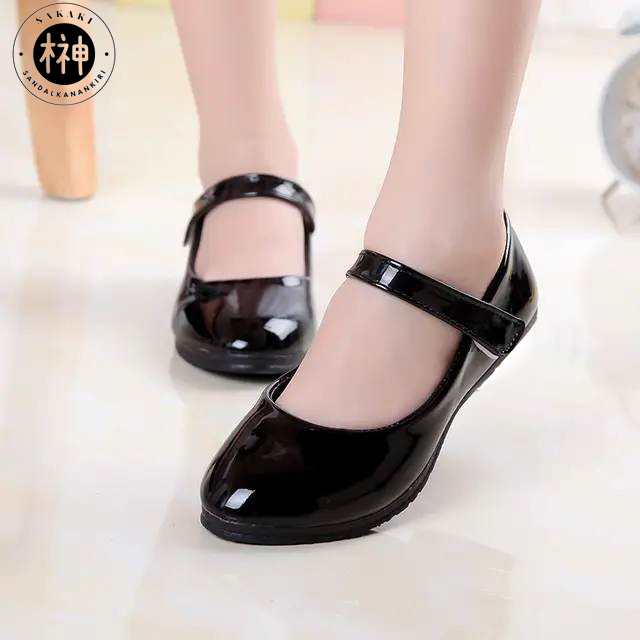 SAKAKI - Sepatu Anak Sekolah Paskibra Glossy Ukuran 31-35 Flatshoes Anak Paskib Perempuan Sepatu balet Shiny Anti Slip