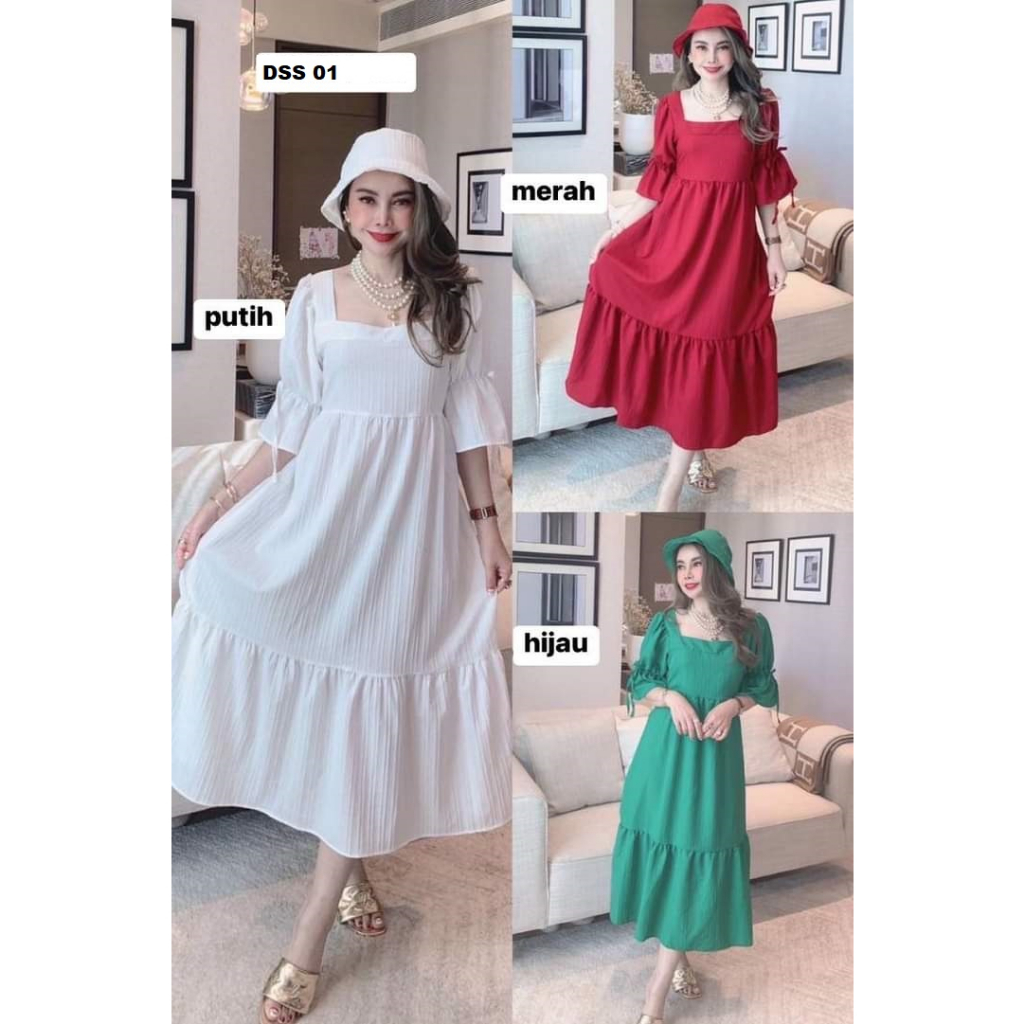 DRESS WANITA IMPORT BKK+TOPI