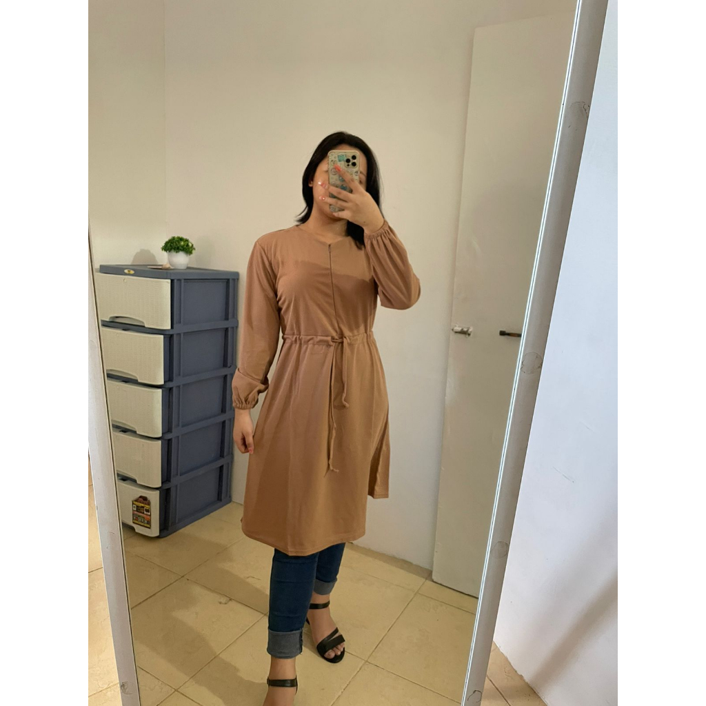 Long Tunik Bestie serut Moscrepe Premium