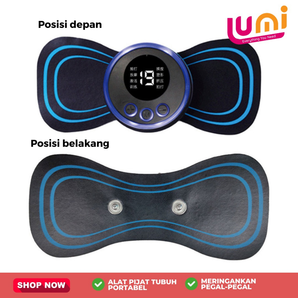 EMS Cervical Elektrik Pemijat Leher Alat Refleksi Pijat Otot Bahu Punggung Kepala Portable Gel Pad Patch Neck Massager Terapi