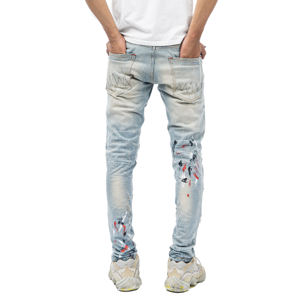 Denimitup H1 Leather Patch Jeans Creme Monett