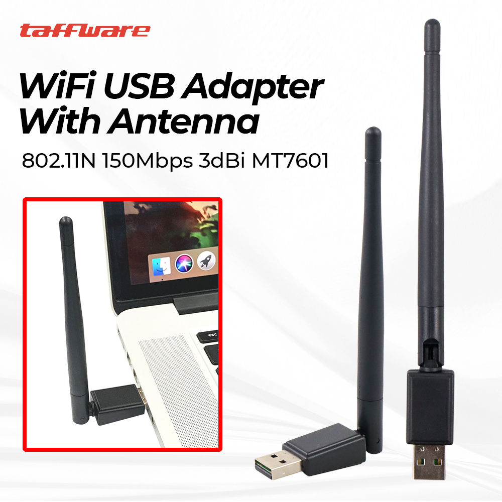 WiFi USB Adapter 802.11N 150Mbps 3dBi MT7601 with Antena - Black(terbaru)