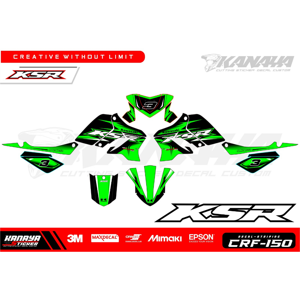 DECAL KAWASAKI KSR /STICKER DECAL KAWASAKI KSR BISA CUSTOM NAMA DAN NOMOR DESAIN TERBARU HARGA TERMU