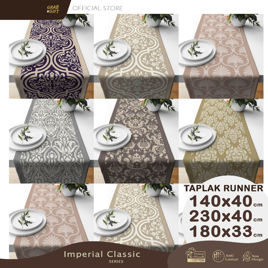 Taplak Meja Table Runner Motif Imperial Classic 140x40 230x40 180x33 cm